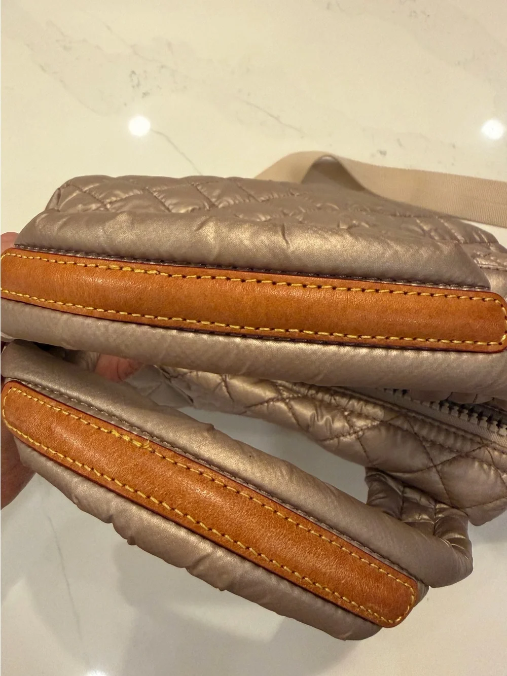 MZ Wallace Quilted Metallic Tote - Rose Gold